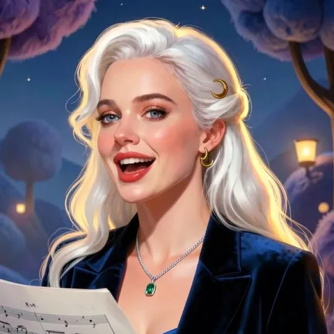 Lyra singing from a song sheet.