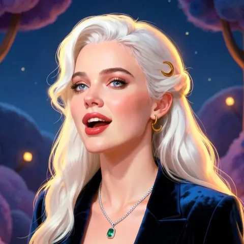 Lyra singing an open “ah”.